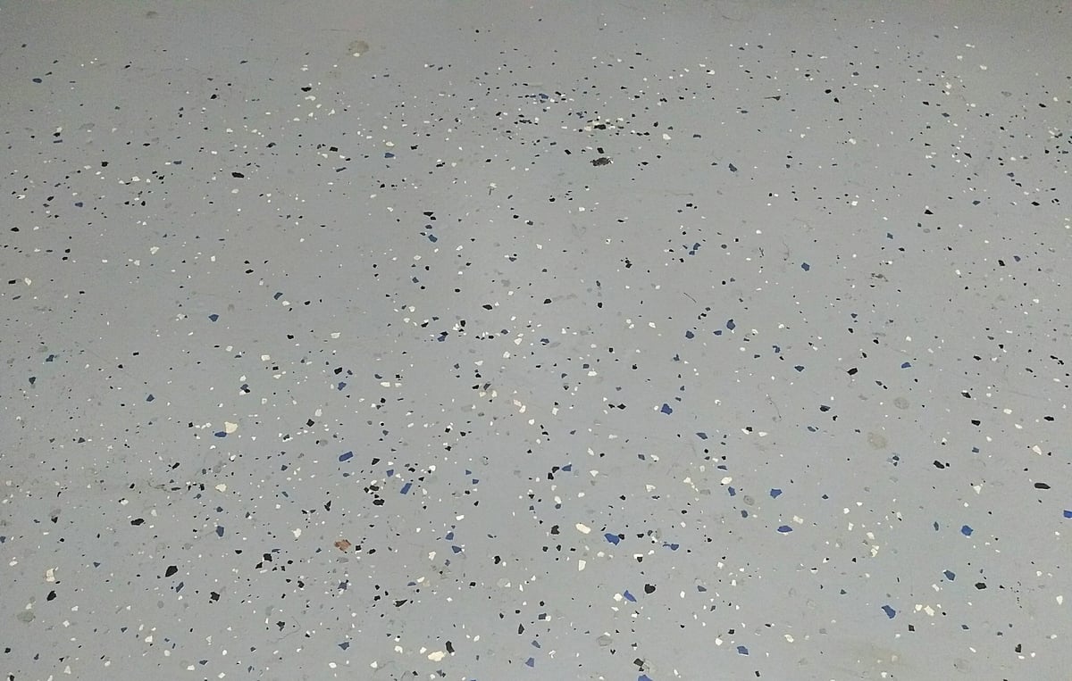 Colorful epoxy flake floor garage