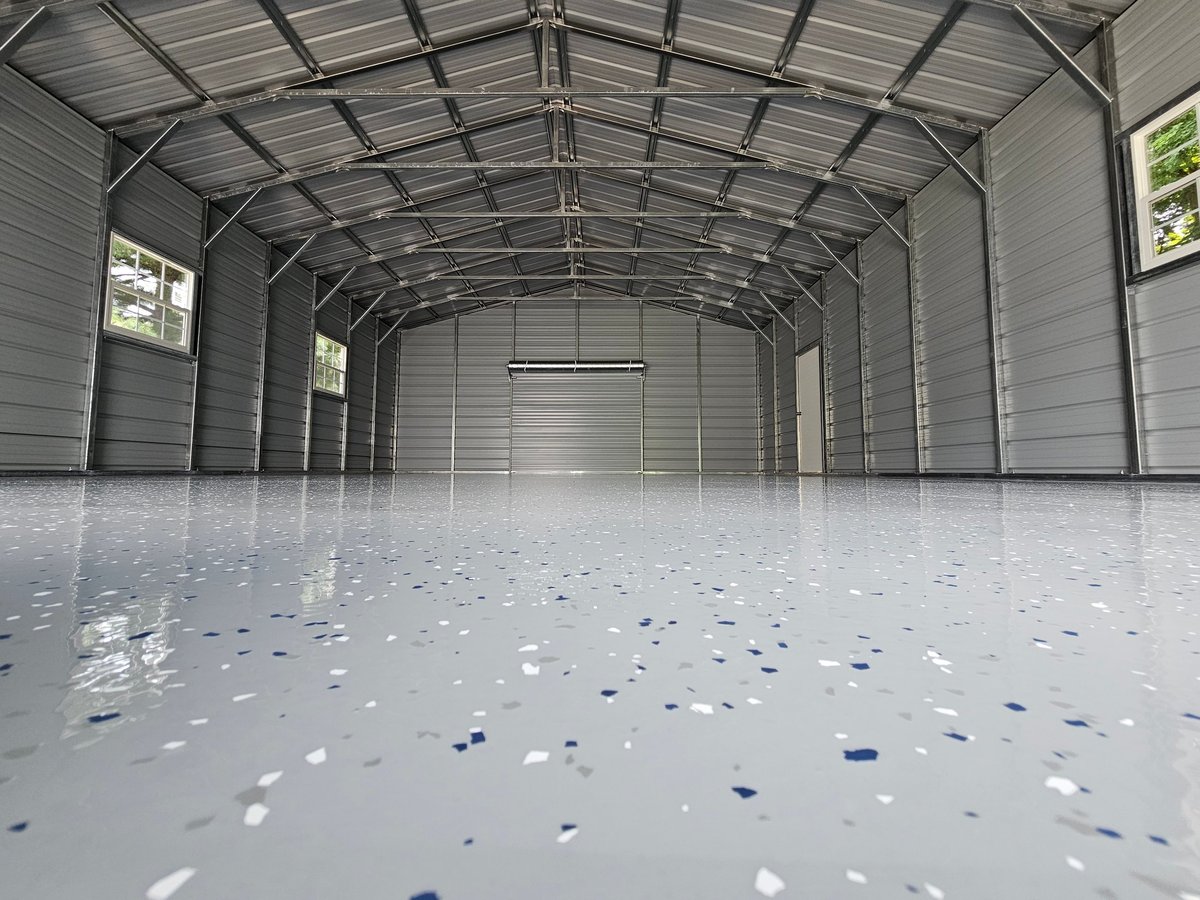 Auto shop epoxy floor coating garage