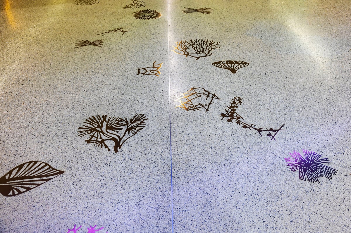 Custom logo in floor showroom branding